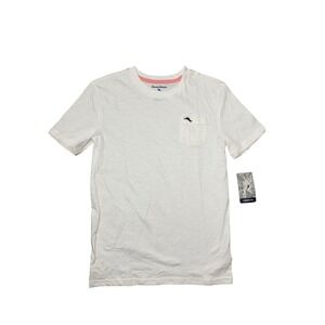 NWT Tommy Bahama Kids White Short Sleeve Pocket T Shirt Logo Tagged Size L 10 12